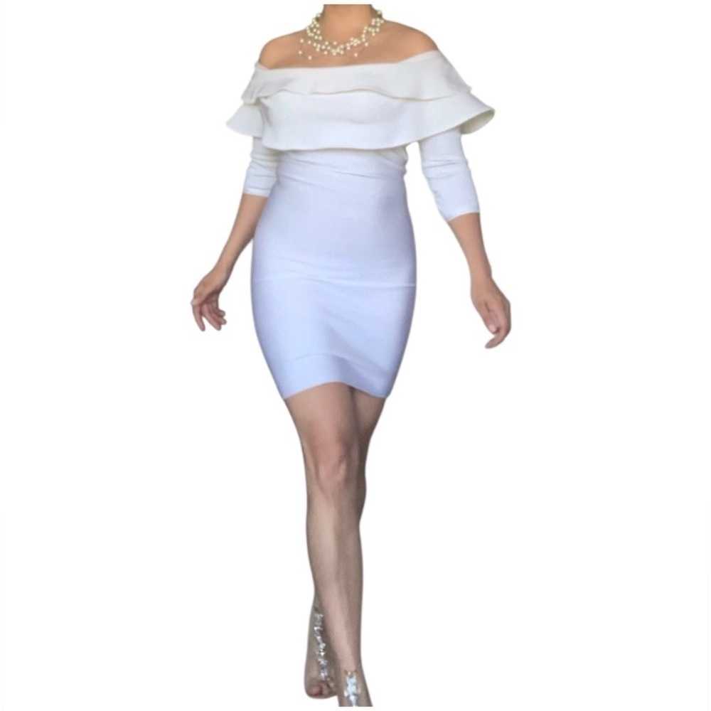Wow Couture White Off-Shoulder Bodycon Dress Small